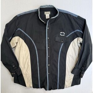 Vintage 90s Express Rider Western Shirt Rodeo Aztec  denim Long‎ Sleeve Mens XL